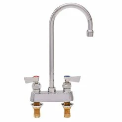 Fisher 3516 Deck Mounted Faucet With 4" Centers, 5 1/2" Rigid Gooseneck Nozzle, 2.2 GPM Aerator, And Lever Handles