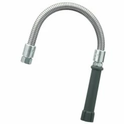 T&S Brass And Bronze Works T&S B-0015-H 15" Stainless Steel Flex Hose With Gray Handle And Polyurethane Liner