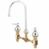 T&S Brass And Bronze Works T&S B-0850-PV Deck Mount Mixing Faucet With 8" Centers, 5 1/2" Gooseneck, Escutcheons, And Pedal Valve Connection