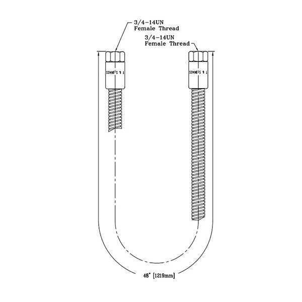 T&S Brass And Bronze Works T&S 013E-48H 48" Stainless Steel Flex Hose With 7/16" ID Connections 2 T&S Brass And Bronze Works T&S 013E-48H 48" Stainless Steel Flex Hose With 7/16" ID Connections - Image 2