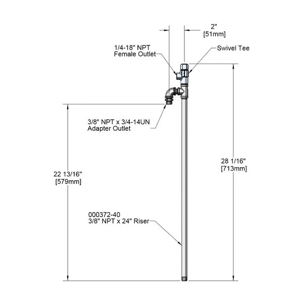 T&S Brass And Bronze Works T&S 005310-40 24" Riser Assembly With Swivel Tee 1 T&S Brass And Bronze Works T&S 005310-40 24" Riser Assembly With Swivel Tee