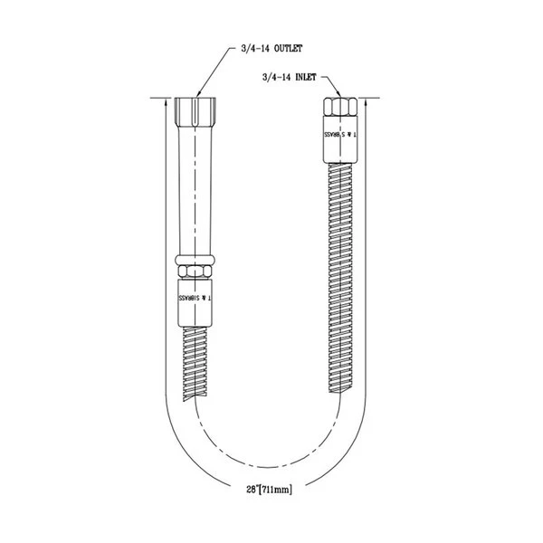 T&S Brass And Bronze Works T&S B-0028-H 28" Stainless Steel Flex Hose With Handle And Polyurethane Liner 1 T&S Brass And Bronze Works T&S B-0028-H 28" Stainless Steel Flex Hose With Handle And Polyurethane Liner