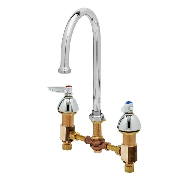 T&S Brass And Bronze Works T&S B-0851 Deck Mount Mixing Faucet With 8" Centers, 5 11/16" Gooseneck, And Escutcheons 1 T&S Brass And Bronze Works T&S B-0851 Deck Mount Mixing Faucet With 8" Centers, 5 11/16" Gooseneck, And Escutcheons