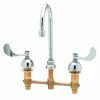 T&S Brass And Bronze Works T&S B-2873 Easy Install Deck Mount Faucet With 8" Centers, 4" Wrist Action Handles, 2 7/8" Gooseneck Spout, And Eterna Cartridges