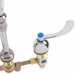 T&S Brass And Bronze Works T&S B-0850-01-PV Deck Mount Widespread Mixing Faucet With 8" Adjustable Centers, Serrated Nozzle, 4" Wrist Action Handles, And Double Valve Pedal -J&H Supply Co store 882532