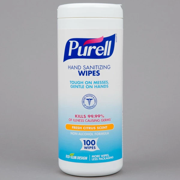 Purell® 9111-12 Sanitizing Wipes 100 Count Canister - 12/Case 2 Purell® 9111-12 Sanitizing Wipes 100 Count Canister - 12/Case - Image 2